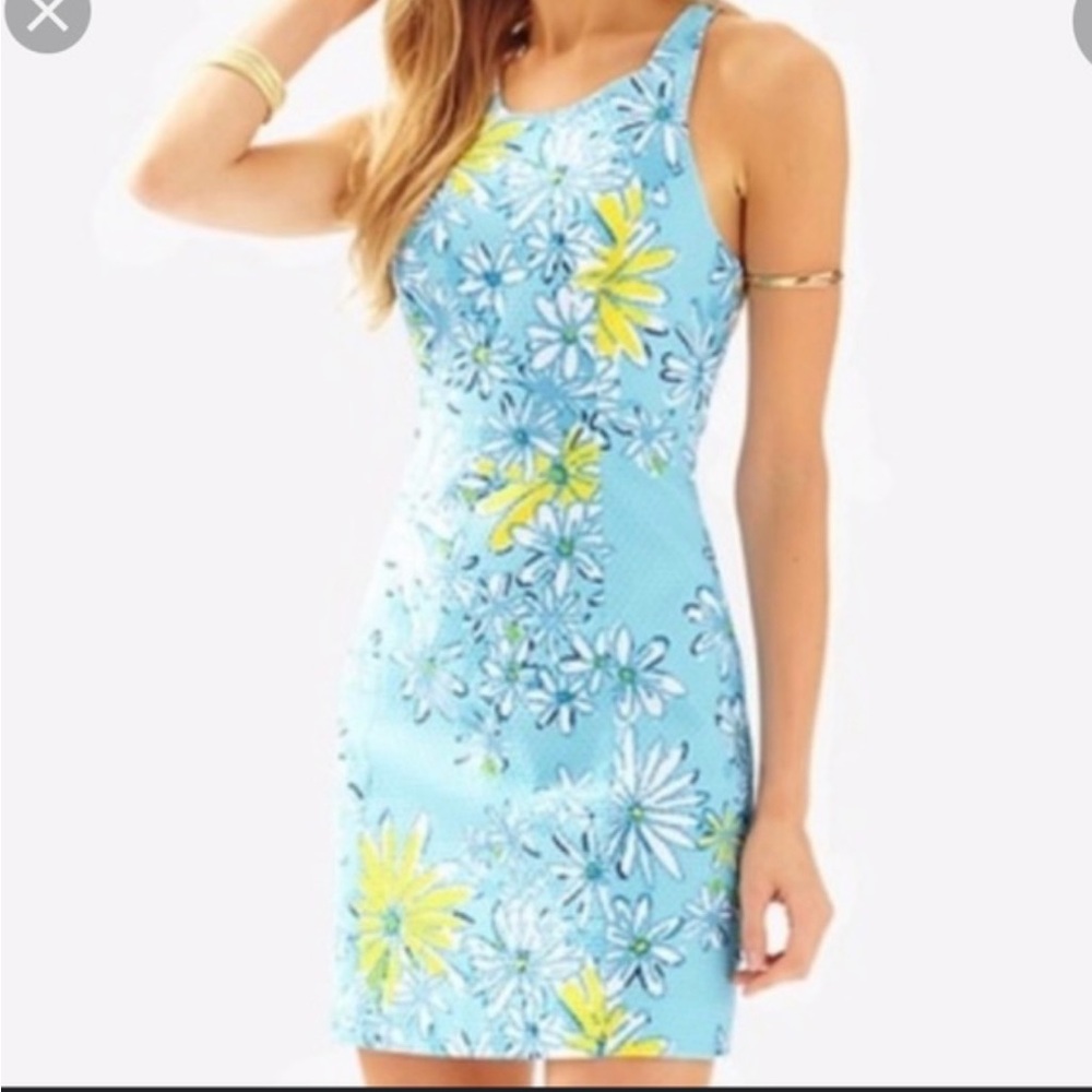 Lilly Pulitzer Floral Blue and Yellow Dress